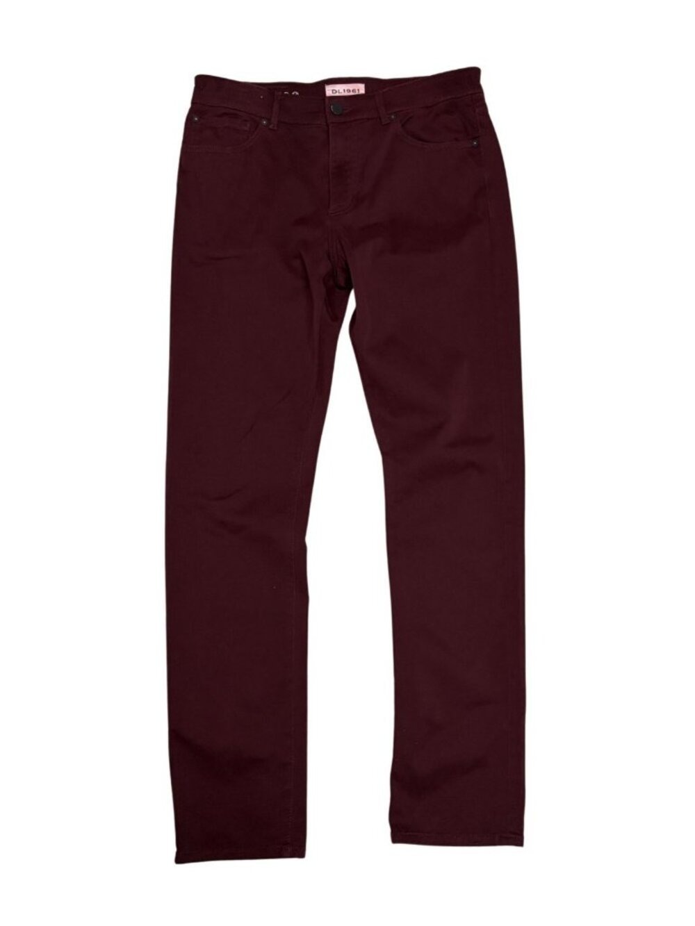 DL 1961 Stretch Denim Jeans Burgundy RUSSELL Slim Straight Pants Mens 34x34